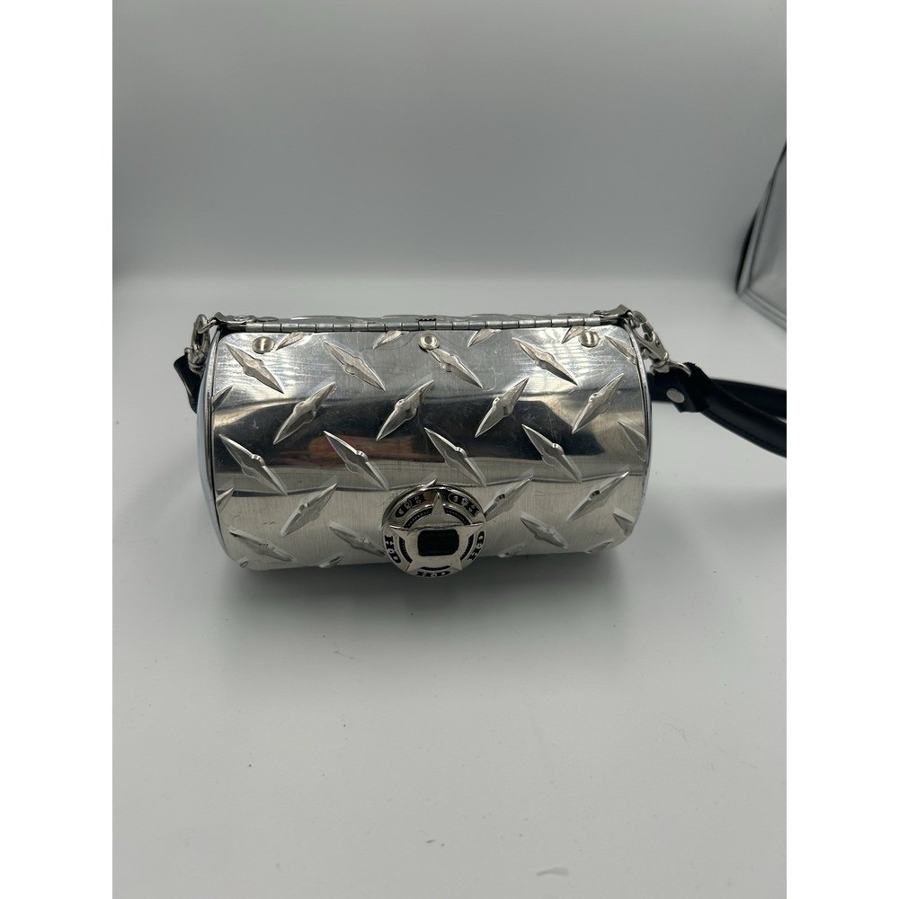 Rare Women's Harley Davidson Vintage Chrome Metal Purse Tote Pouch Case